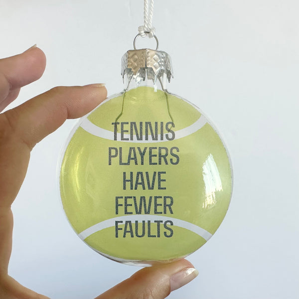 tennis faults glass ornament