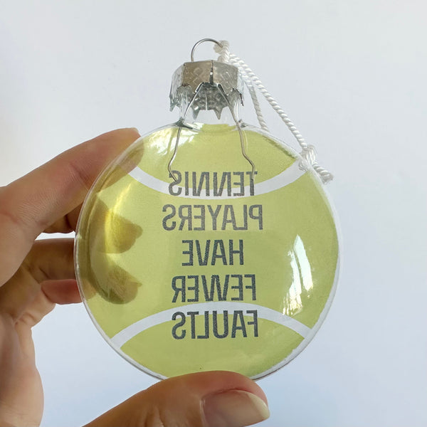 tennis faults glass ornament