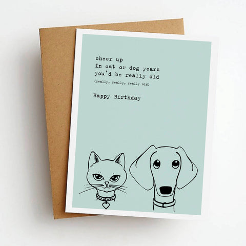cat or dog years birthday card