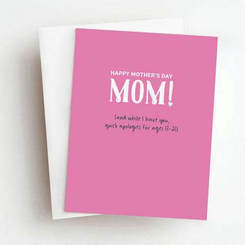 apologies mother's day card