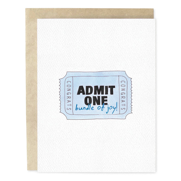 Admit One Blue New Baby Card