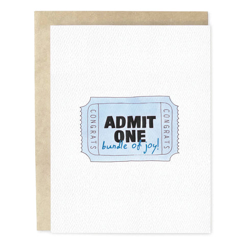 Admit One Blue New Baby Card