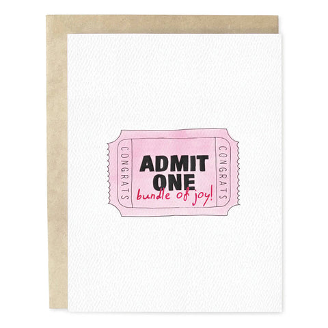 Admit One Pink New Baby Card