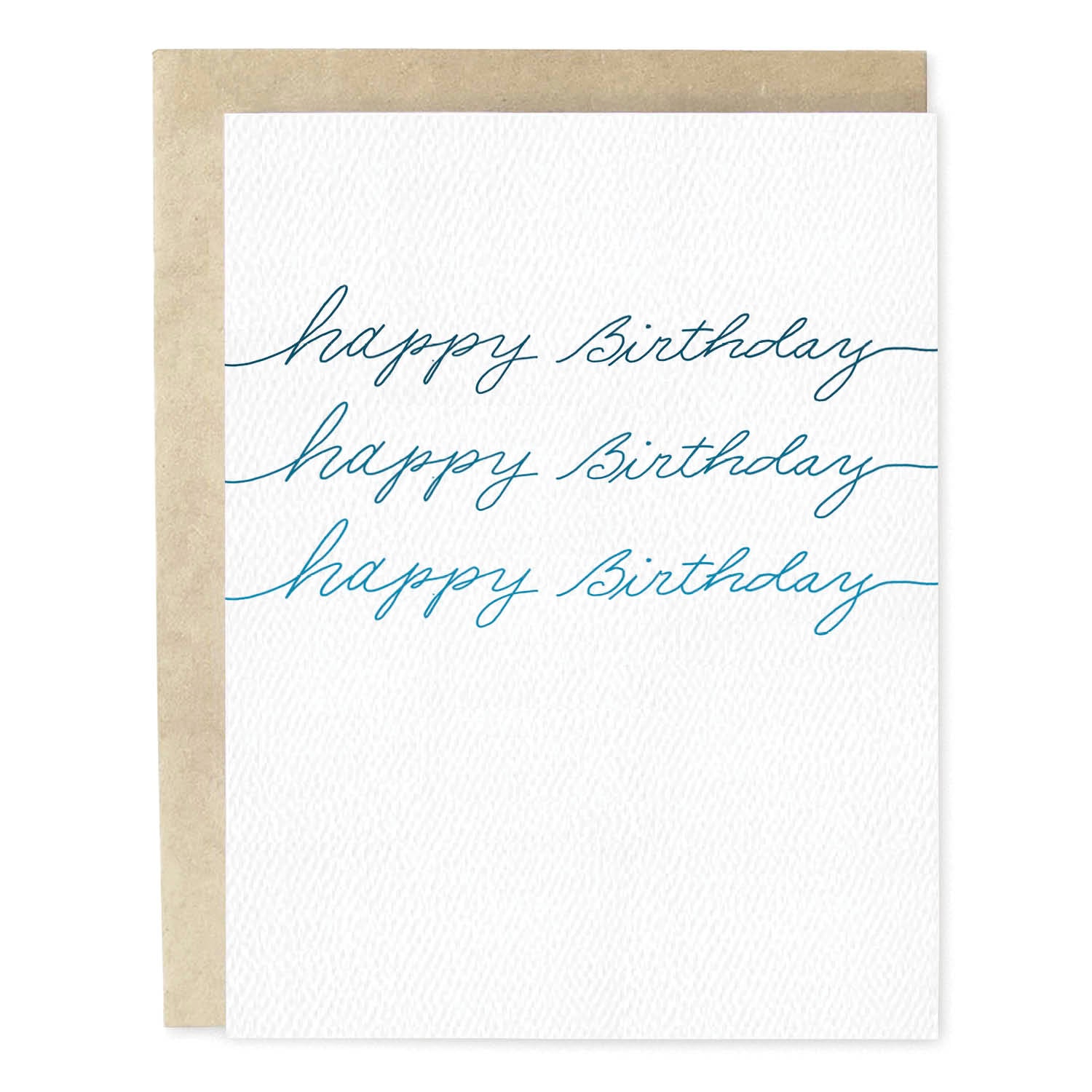 Blue Script Birthday Card
