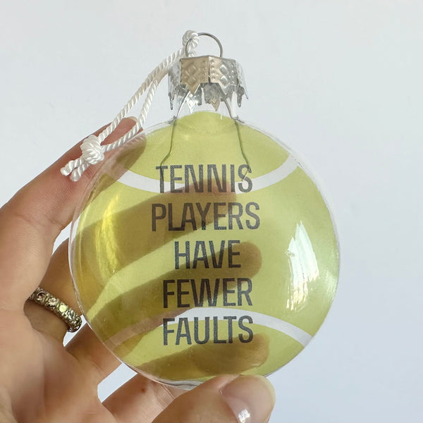 tennis faults glass ornament