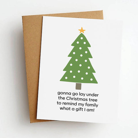 lay under the tree funny christmas card