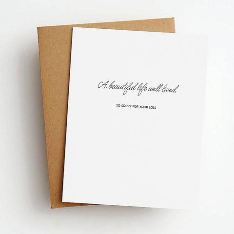 a beautiful life sympathy card