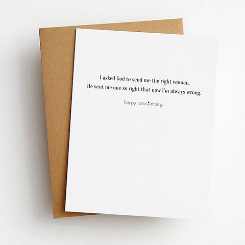 i'm always wrong funny anniversary card