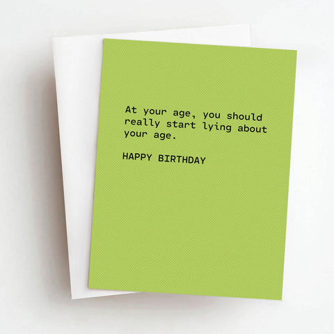 lying about age funny birthday card