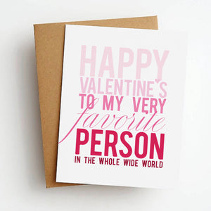 very favorite person valentine's day card
