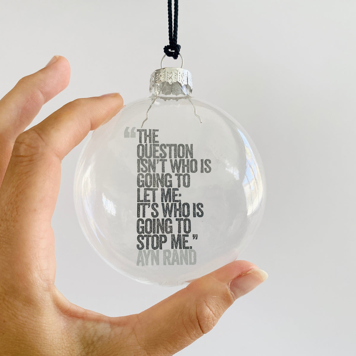the question isn't ayn rand atlas shrugged quote glass ornament – Skel \u0026 Co., image size:1200x1200